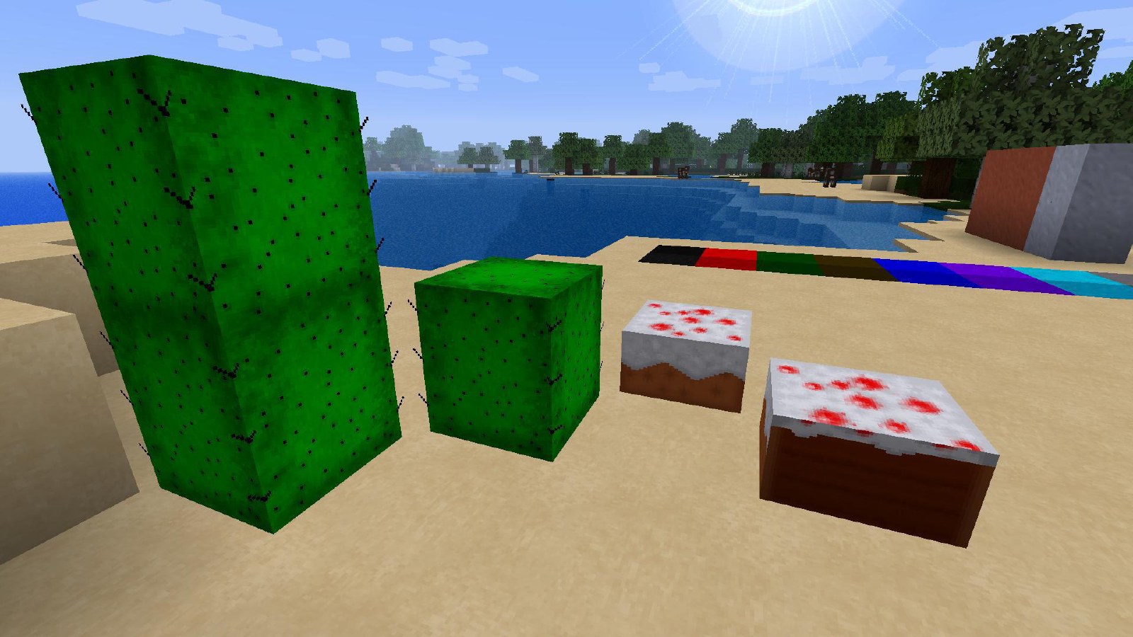 Cactus and cake using the Green Lightning resource pack