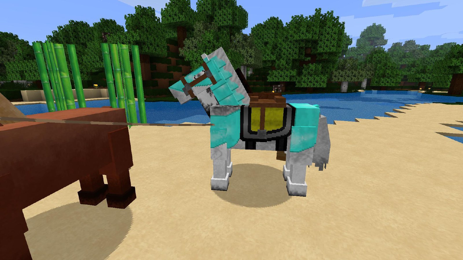 Horse armor using the Green Lightning resource pack