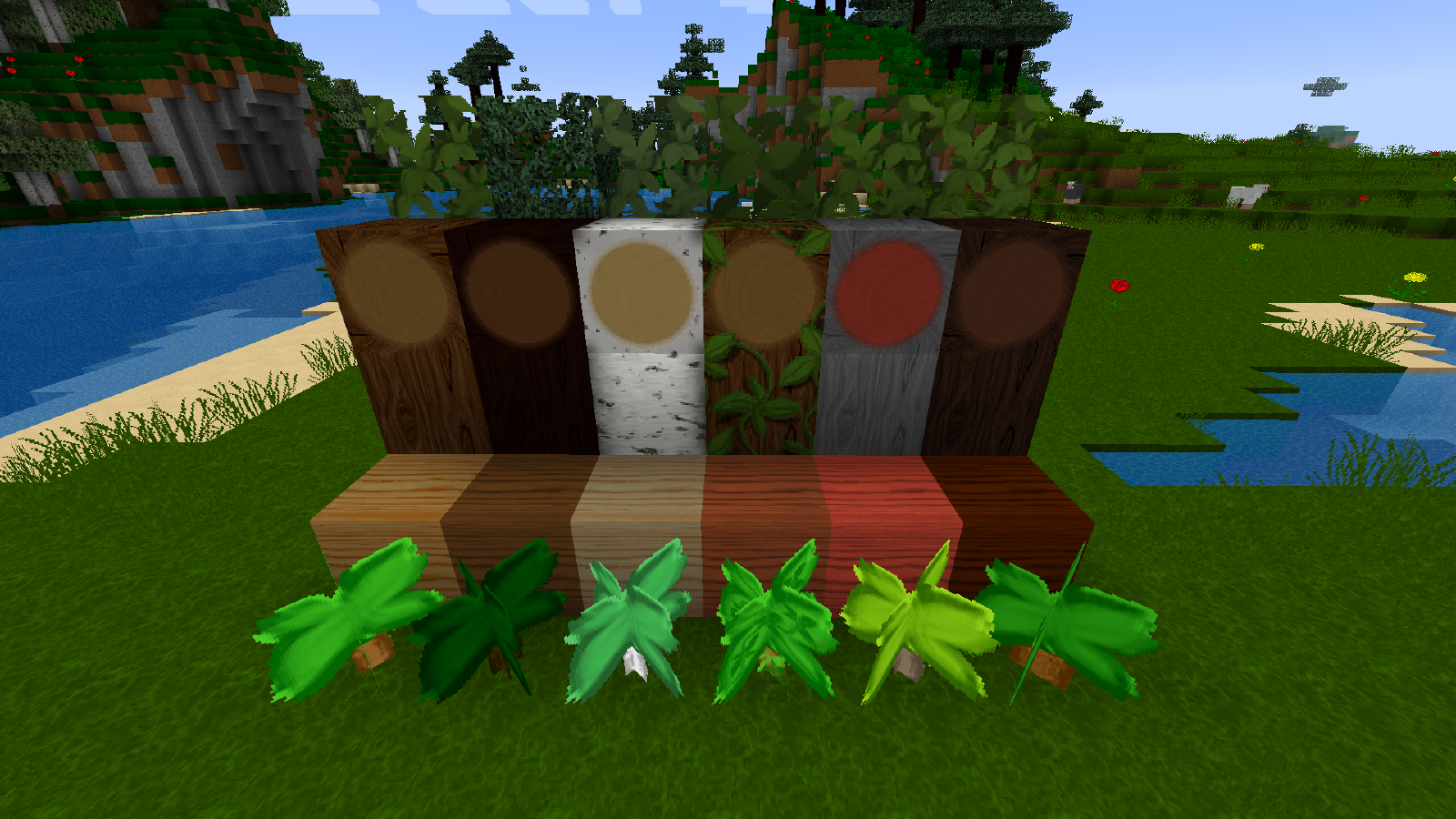 Trees using the Green Lightning resource pack